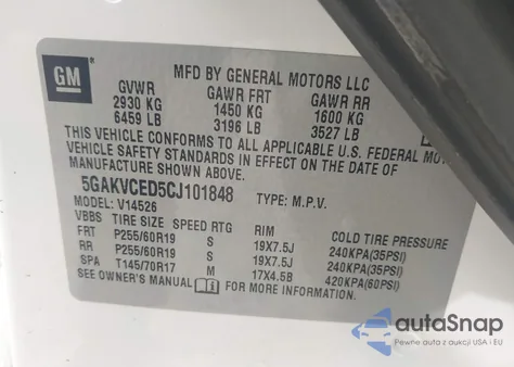 2012 Buick Enclave Leather from USA, damaged, VIN 5GAKVCED5CJ101848